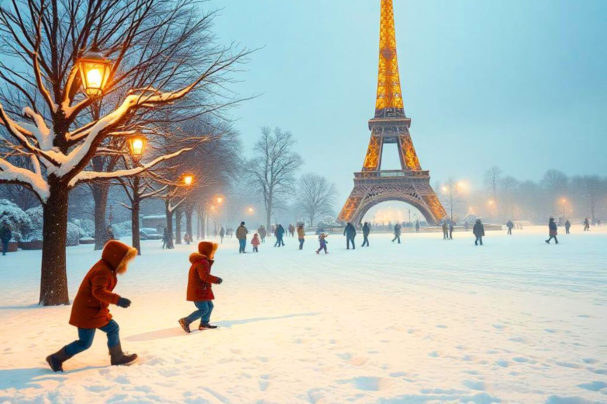 Neige à noel france paris